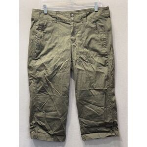 Koppen Women's Size 10 Outdoor RipStop Green Nylon Blend Capri Stretch Pants EUC